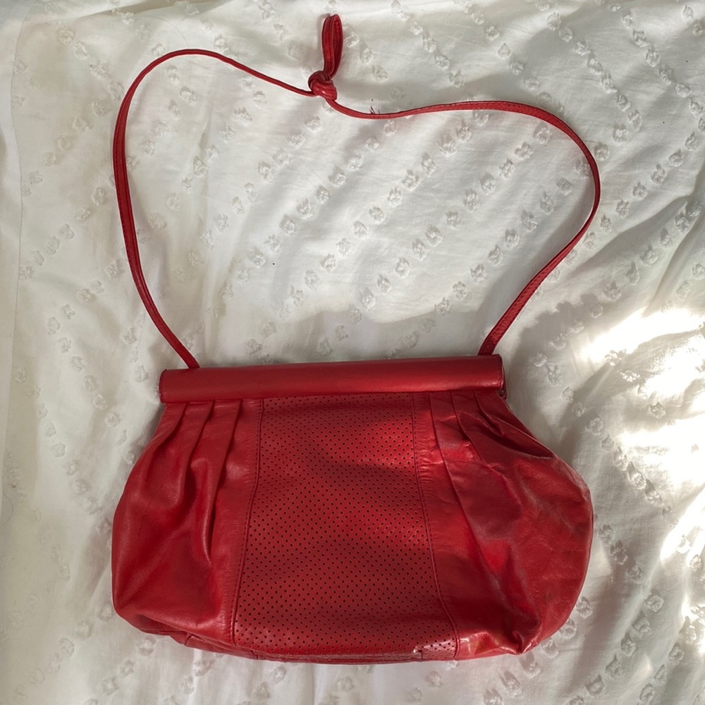 Vintage Red Leather Bag by Barabara Bolan